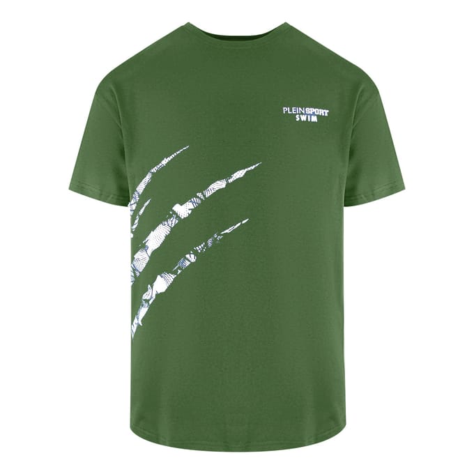 Korte Mouw Scratch Logo T-shirt in Olijf