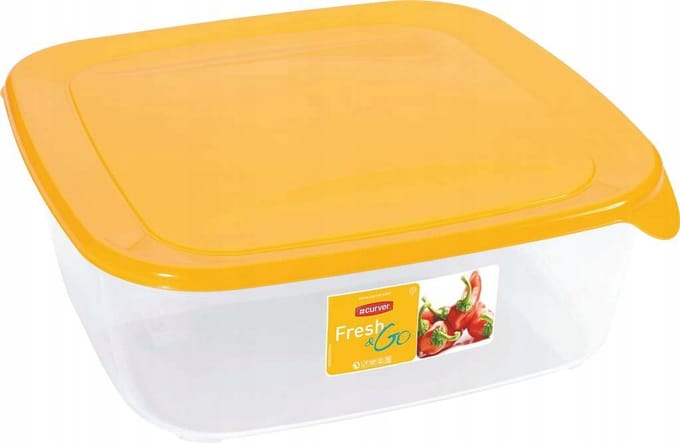 Curver Fresh & Go Kwadraten Voedselcontainer 2,9L - Transparant/Geel