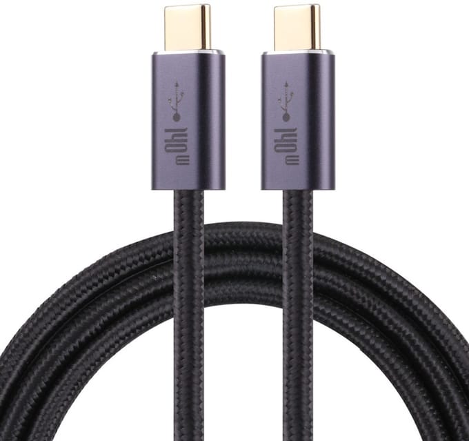 140W USB-C naar USB-C Gevlochten Kabel adapter - USB 2.0 - Snelladen en Dataoverdracht - Type-C naar Type-C - 2 meter - zwart