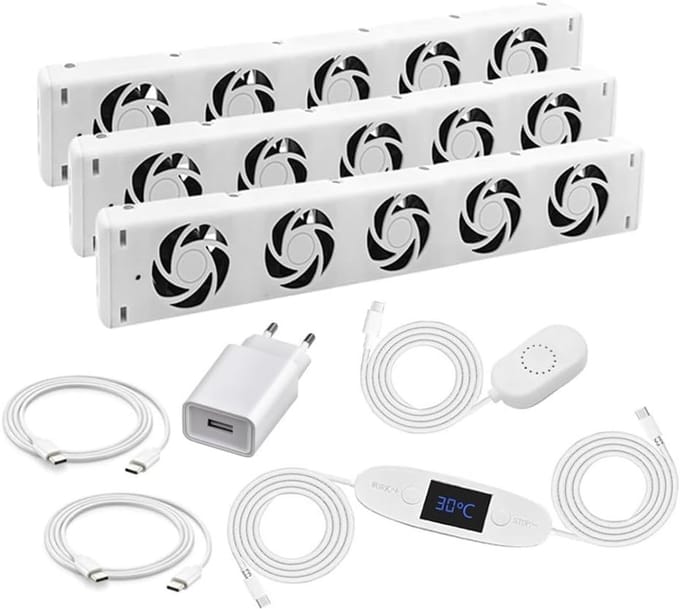 Verwarming Ventilator - Radiator Booster - Energie Besparen - Automatische Temperatuurregeling - 47 cm Lengte - Wit