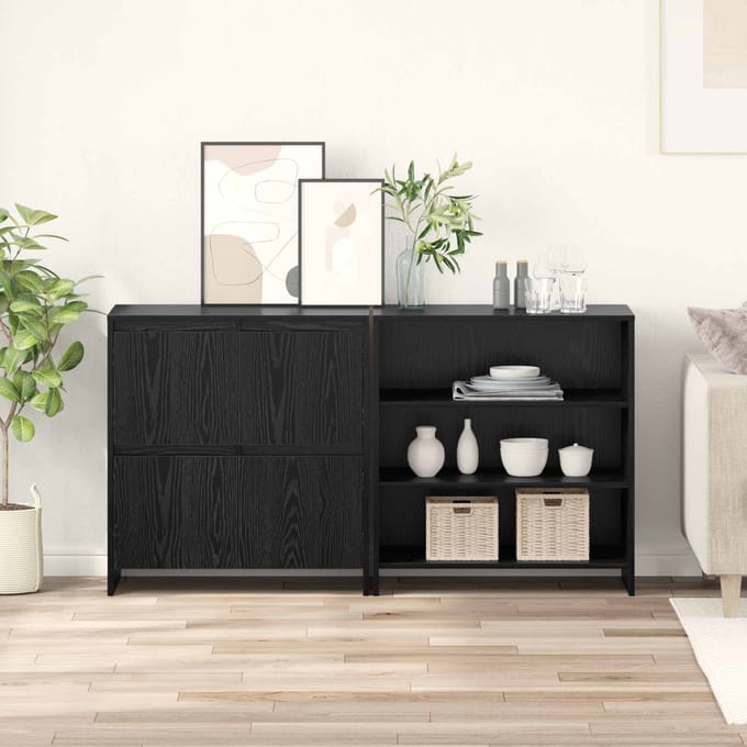 vidaXL - Dressoir - 2 - st - Zwart - Eiken - 70 - x - 41 - x - 75 - cm - Bewerkt - hout