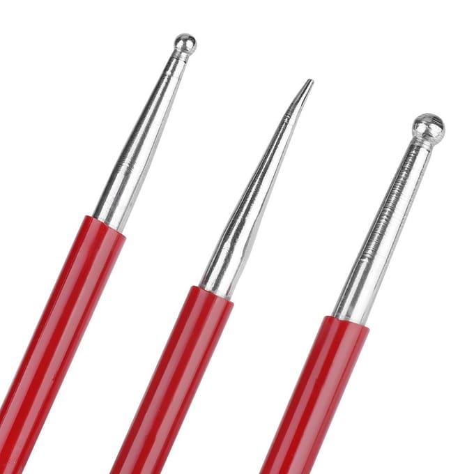 3 stuks Handgemaakte Lederen Plastic en Rubberen Drukpers Wisgereedschap Set red