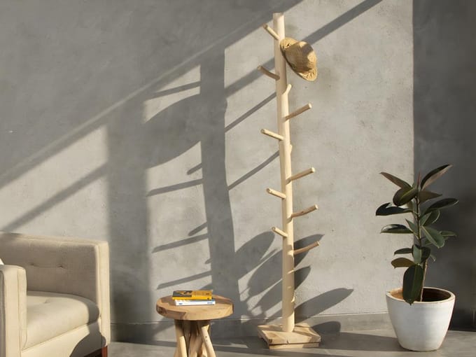 Vente-unique Kapstok van teakhout - Kleur: naturel - LIPALIA