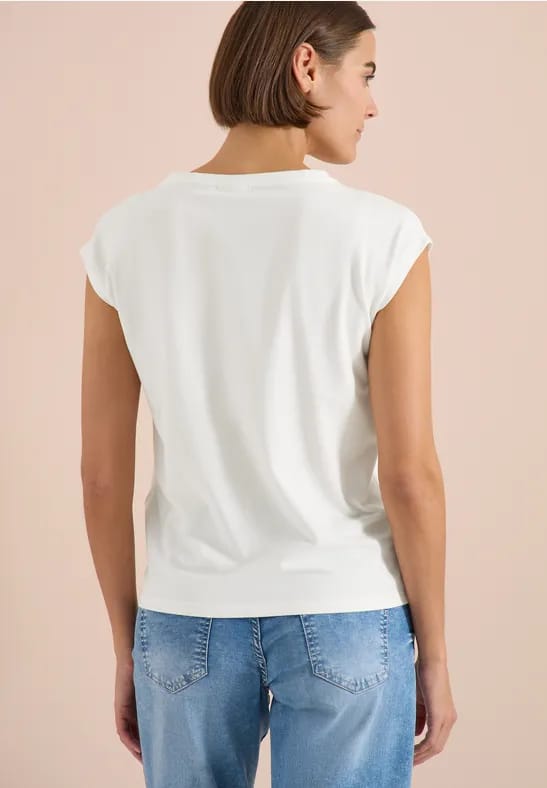 Shirt met overhangende schouder en knoopdetail
