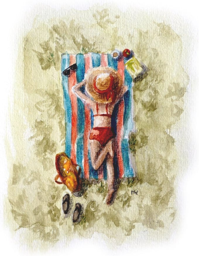 In de zon,10x15cm