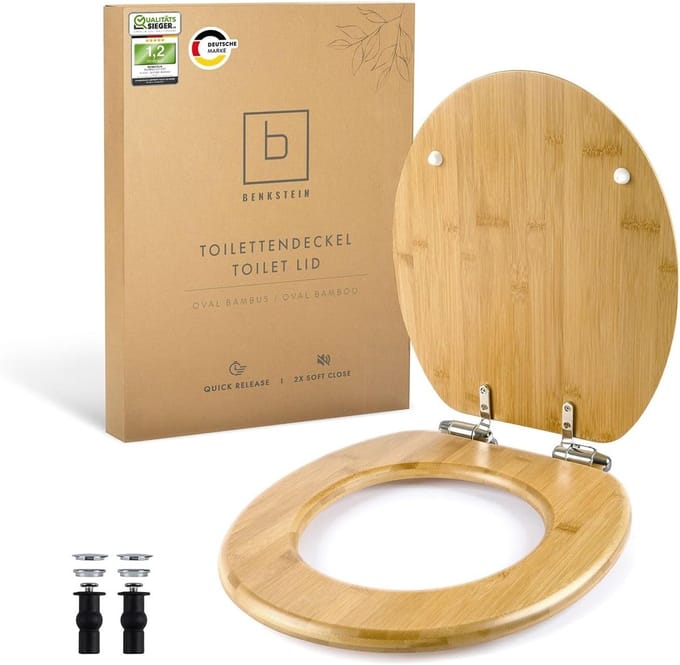 Toiletdeksel Bamboe met Softclose en Quick Release - Antibacterieel en Eenvoudig te Reinigen