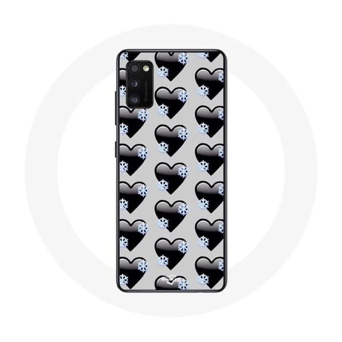 Coque - Samsung - Galaxy A41 - Souple - Noir - Motif Cœurs noir