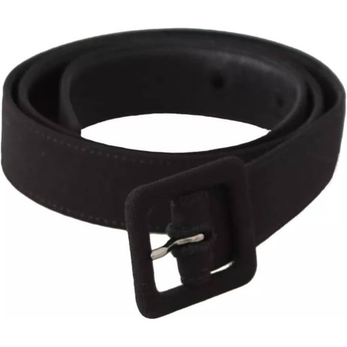 Dolce & Gabbana Zwarte Velours Leren Logo Riem met Gesp