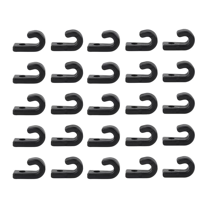 Lot de 25 crochets d'arrimage en nylon noir pour kayak, corde élastique, canoë, bateau, accessoire black