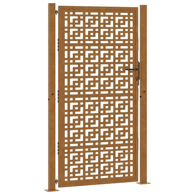 vidaXL - Poort - met - kruisontwerp - 100x175 - cm - weervast - staal