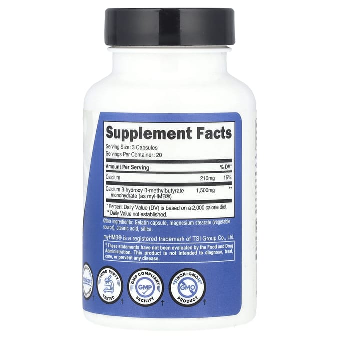 Verbeterde Sportprestaties, Myhmb®, 1.500 mg, 60 Capsules (500 mg per capsule)