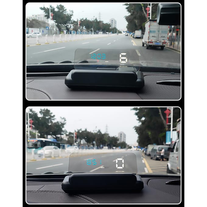 Auto HUD Display, HUD Head Up Display Snelheidsmeter Auto Veilige Rijcomputer Snelheid zwart