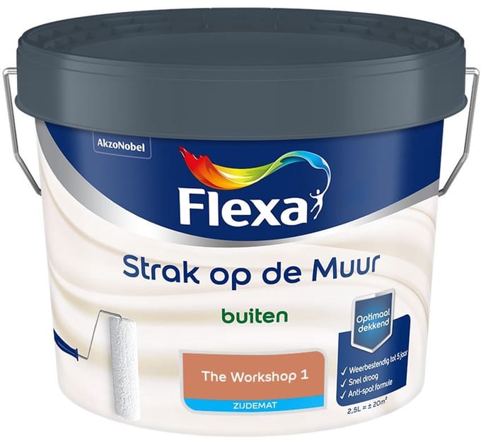 Flexa - Strak Op De Muur Buiten Zijdemat - The Workshop 1 - Mengverf - 2,5 L