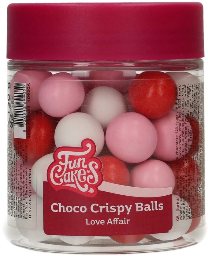 FunCakes Choco Crispy Balls - Love Affair - 130g - Eetbare Taartdecoratie - Taarttoppers - Chocolade Decoratie
