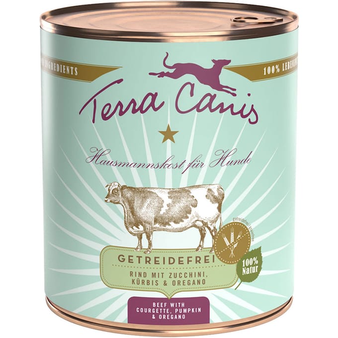 6x800g Graanvrij Rund met Courgette, Pompoen & Oregano Terra Canis Hondenvoer