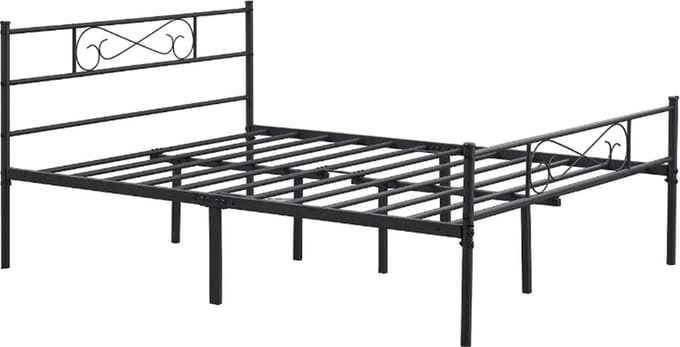 Luxe Bedframe - Metaal - 2 persoons - 140x200cm - Incl. lattenbodem - Zwart