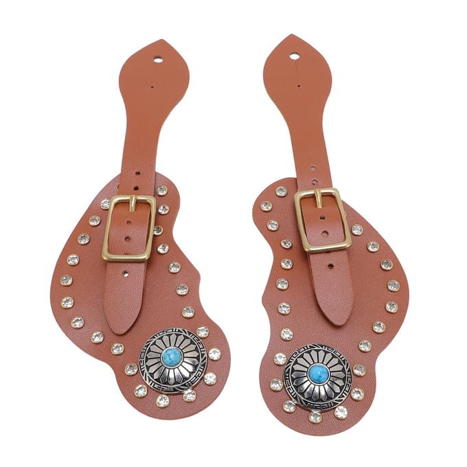 Sangles d'éperons Ensemble de 2 Équipement Équestre Bottes de Cowboy Réglable Western Rodéo Pâturage Accessoires brown