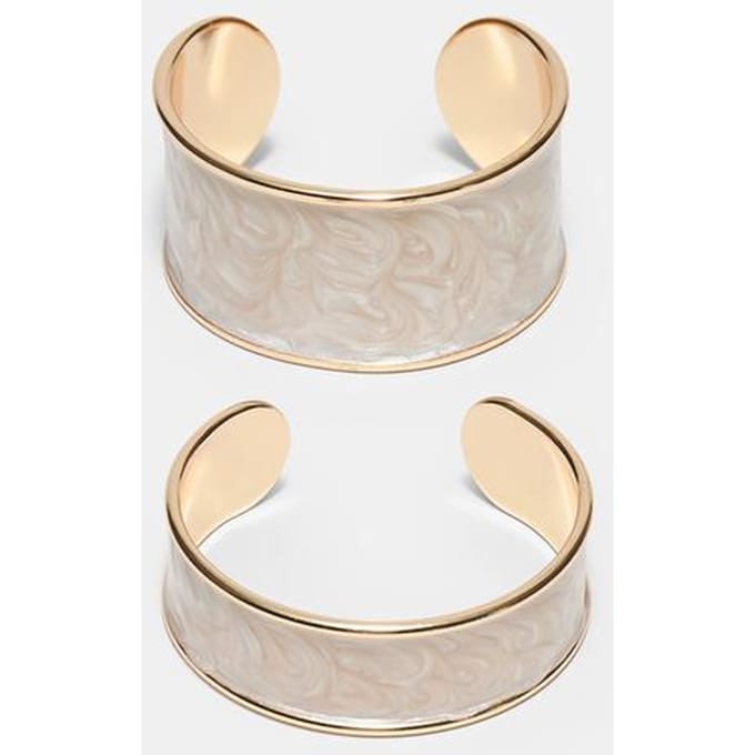 Stradivarius Set van 2 geëmailleerde armbanden  Ecru OS