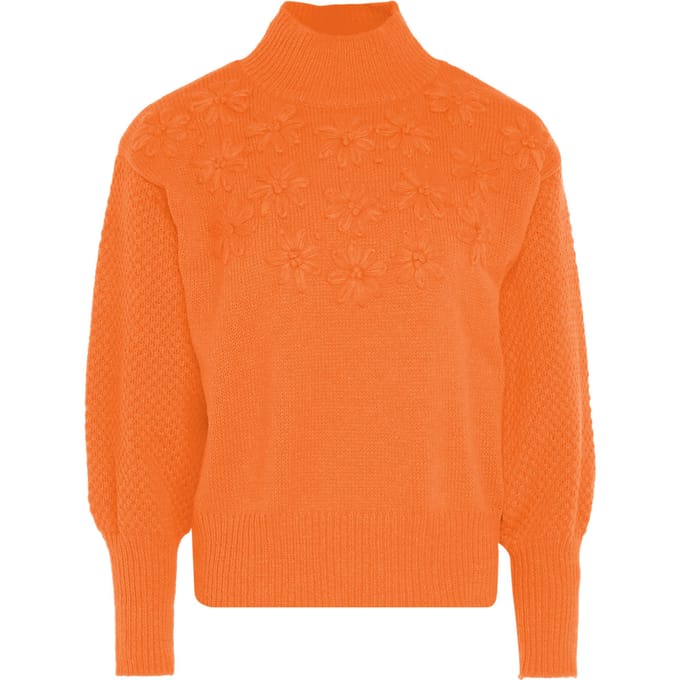 Mymo Trui met bloemenborduursel Dames oranje