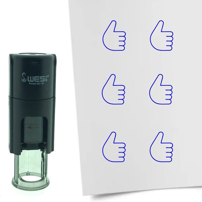 CombiCraft Stempel Duim omhoog 10mm rond - Blauwe inkt