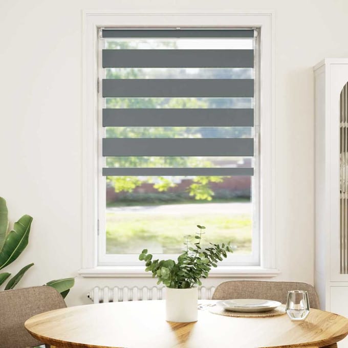 vidaXL - Zebra - rolgordijn - 75x100 - cm - stofbreedte - 70,9 - cm - donkergrijs