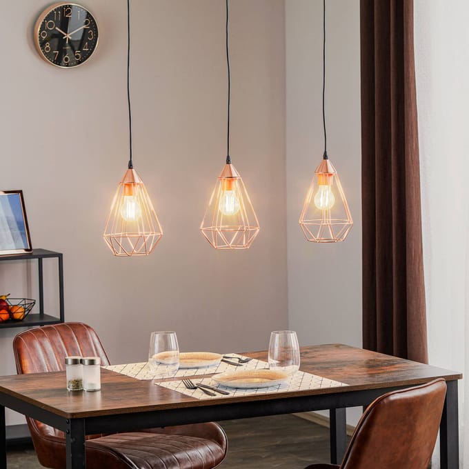 EGLO Tarbes Hanglamp - E27 - 79 cm - Zwart/Koper