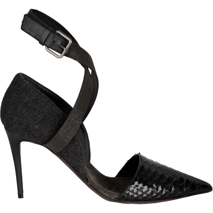 Brunello Cucinelli Monili Beaded Enkelschoenen van Pythonleer - '10s