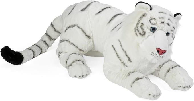 Pluche tijger - Knuffeldier groot - Spelen en knuffelen - Realistisch design - 76 cm - Wit