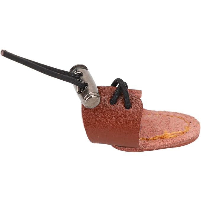 Boogschieten Vingerbeschermer Koeienhuid Mini Verstelbaar Elastisch Vingerlipje voor 20 tot 50lb Boog bruin
