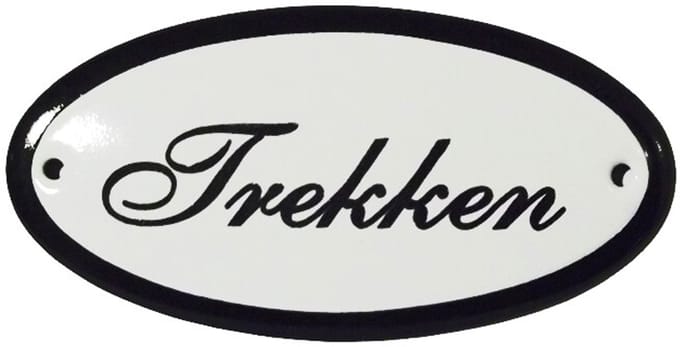 Emaille deurbord 'Trekken' ovaal