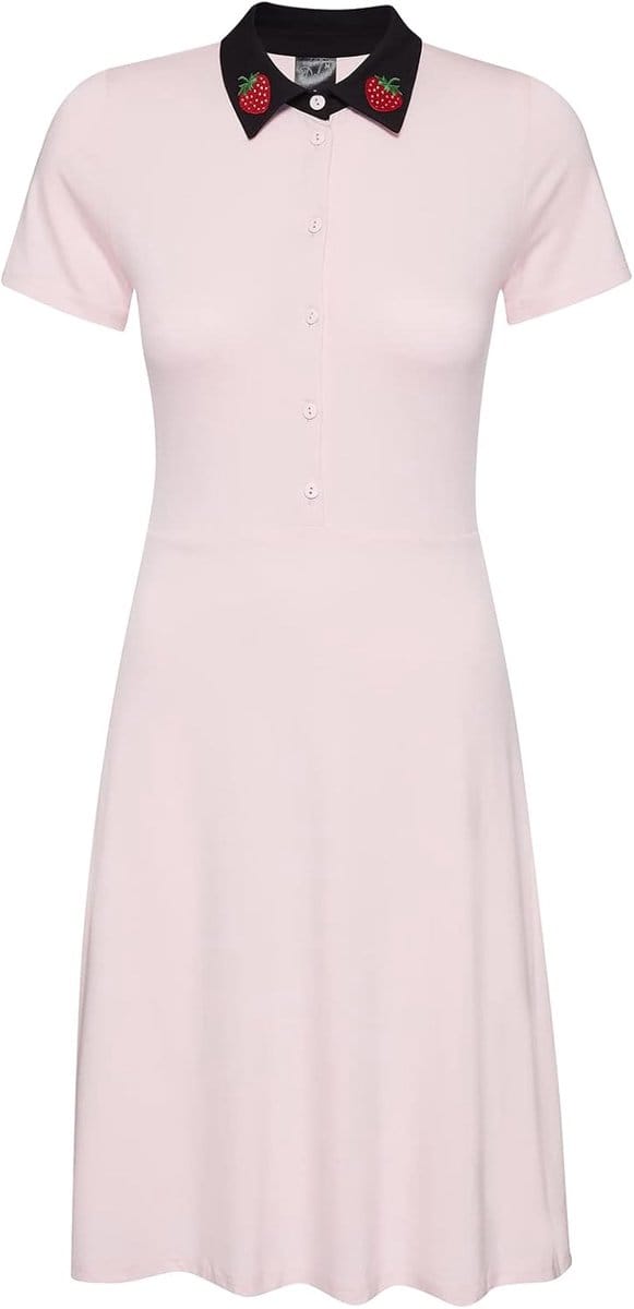 Klassieke Jurk met Kattendesign Roze-Zwart