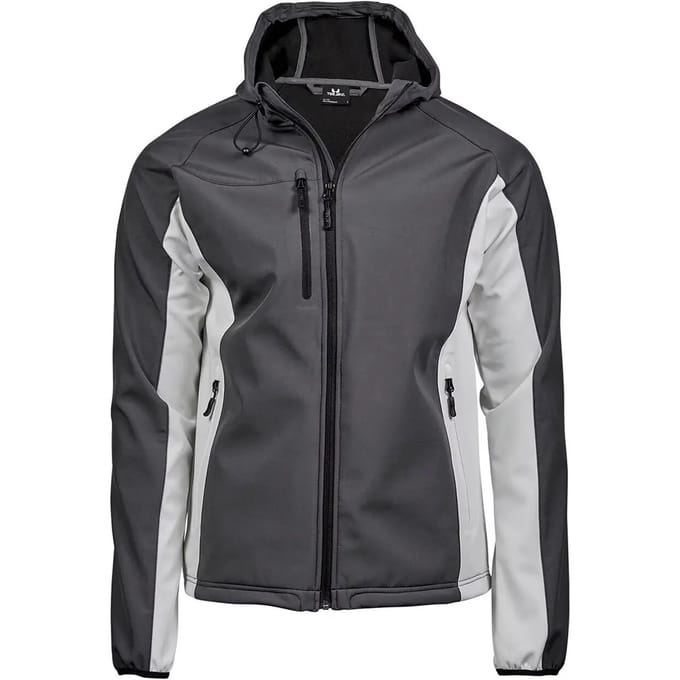 Tee Jays - MenÂ´s Hooded Lightweight Performance Softshell Jacket - Dark Grey (Solid)/Off White maat XXL
