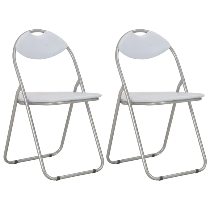 vidaXL - Opklapbare - stoelen, - 2 - stuks, - wit - kunstleer