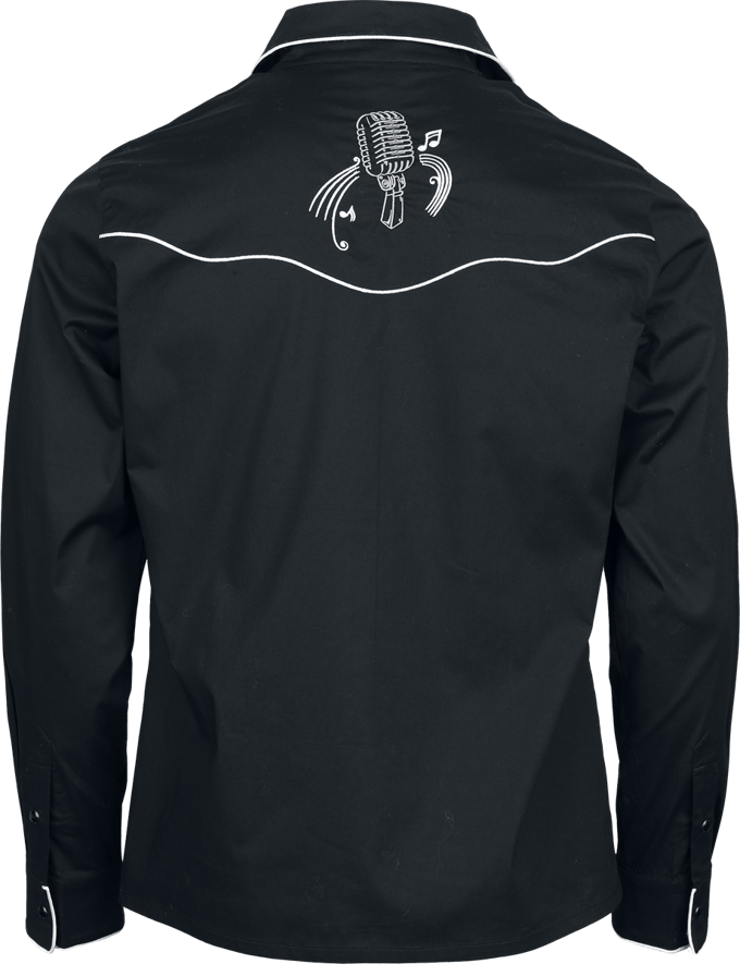 Banned Retro - Rockabilly Longsleeve - Rockabilly Mic - M tot XXL - voor Mannen - zwart