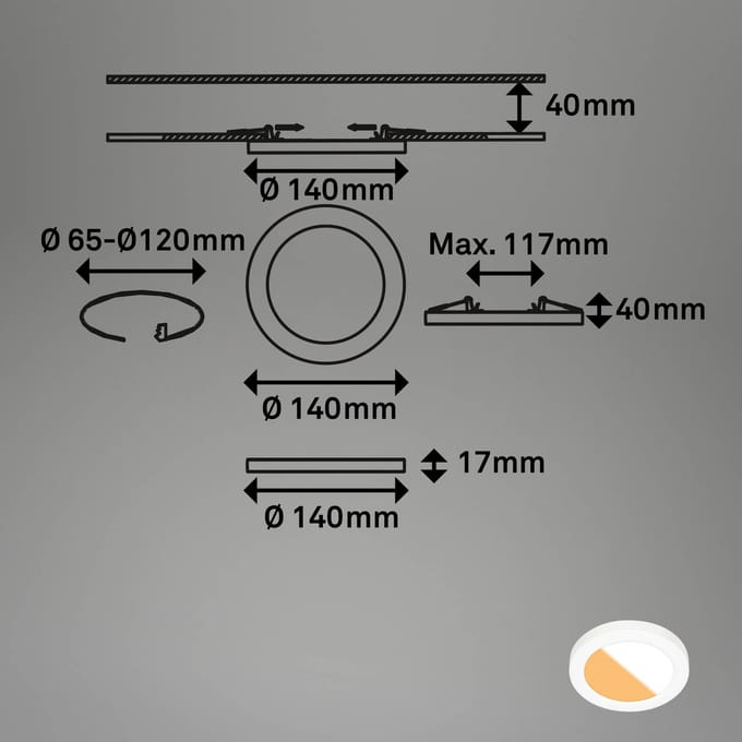Briloner Inbouwlamp LED 7609 3.000K/4.000K Ø 14 cm