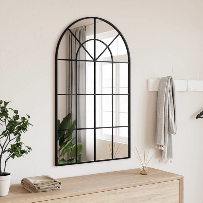 vidaXL - Wandspiegel - boog - 60x100 - cm - ijzer - zwart