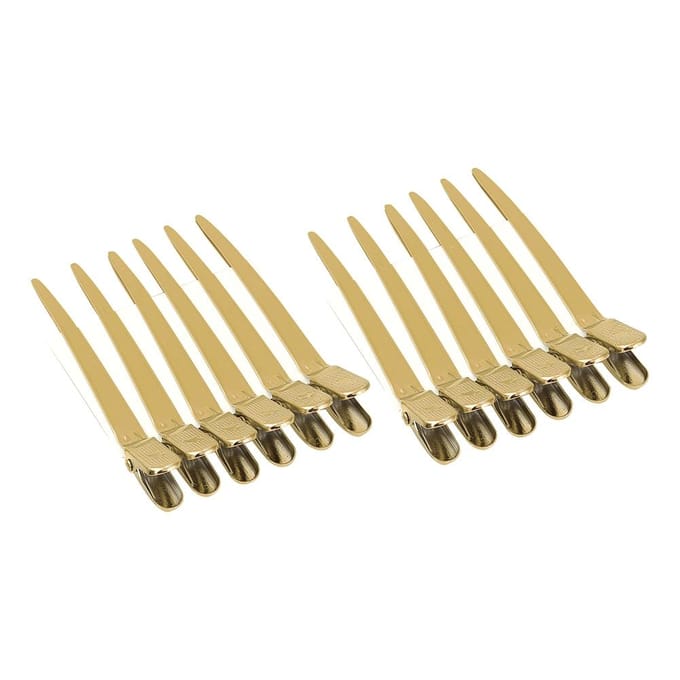 12pcsBoîte Pinces à Cheveux Coiffure Salon de Coiffure Séparation Épingles à Cheveux pour Coiffure de Salon Or or