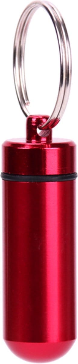 Medicijn koker - Pillen koker - Sleutelhanger - Aluminium - Rood