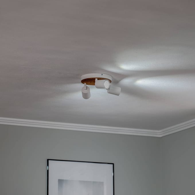 Envostar Tino plafondspot 3-lamps rond wit/hout