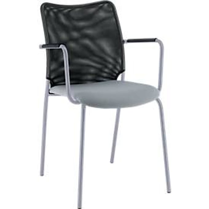 Vierpoot stoel Sun, met armleuningen, aluminium zilver/grijs