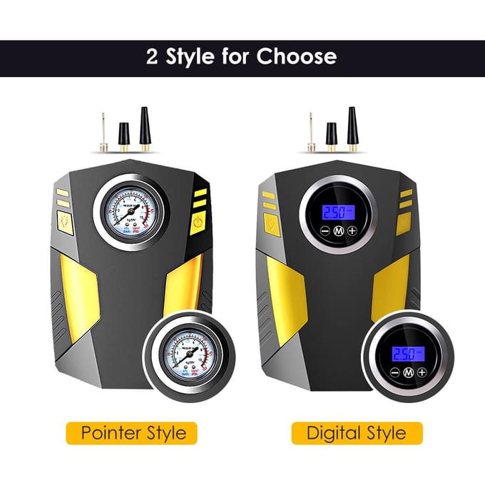 Digitale Bandenpomp 12V DC Draagbare Luchtcompressorpomp 19-cilinder 150 PSI Bandenpomp met Digital yellow