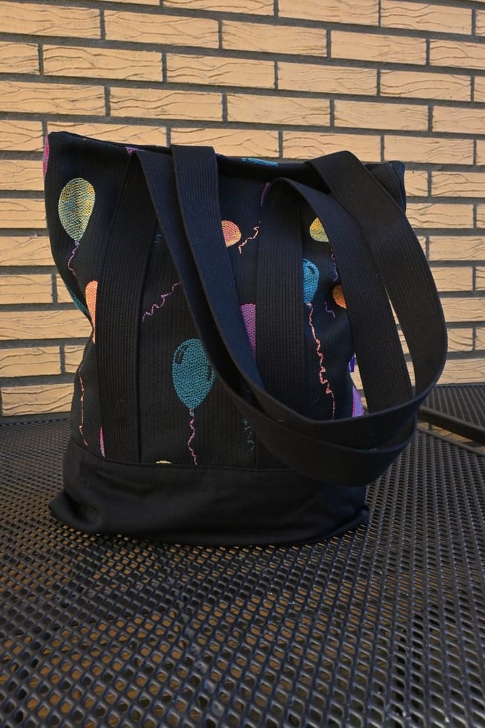 Yaro Tote Bag - Baloons Ribby Black Blue Rose Orange, boodschappentas, schoudertas