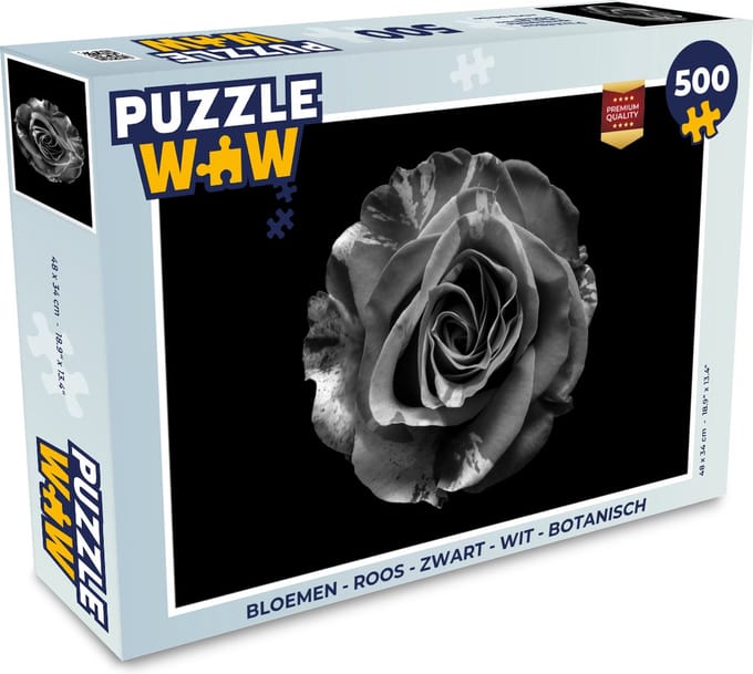 Puzzel Bloemen - Roos - Zwart - Wit - Botanisch - Legpuzzel - Puzzel 500 stukjes