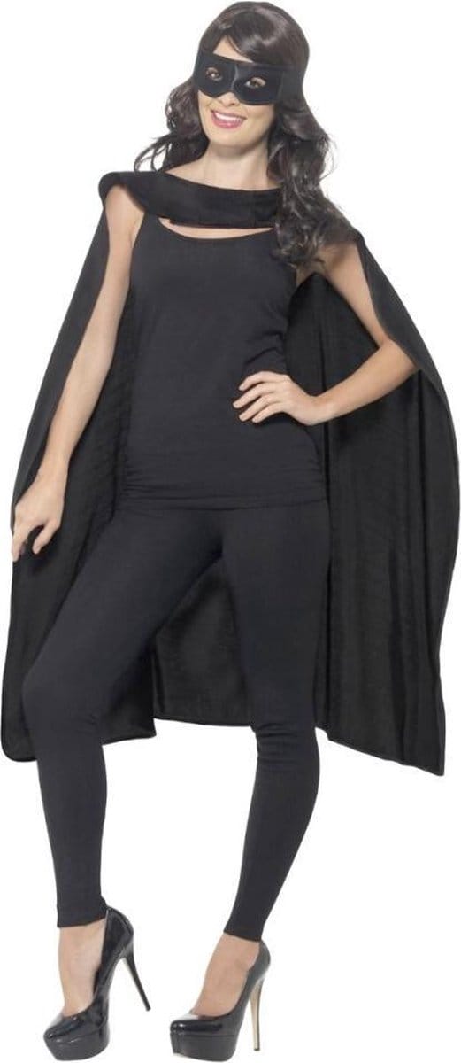 Zwarte Cape En Oogmasker Mexicaanse Superheld Kostuum