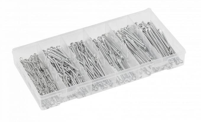Hogert Technik HT8G504 - Zestaw Zawleczek Prosty - 555 stuks - Stalen Pins - Organizer