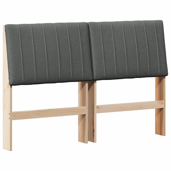 vidaXL Gestoffeerd hoofdbord Donkergrijs 140 cm Massief grenenhout