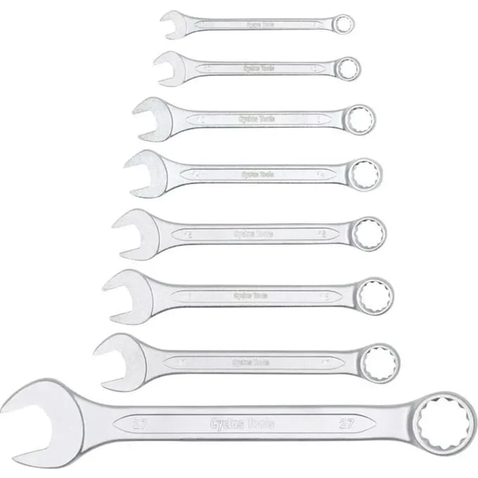 Set van 8 stuks combinatiesleutels, plat en veelhoekig, chroomstaal Cyclus