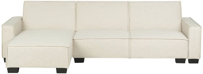 ROMEDAL - Hoekslaapbank - Lichtbeige - Rechterzijde - Polyester