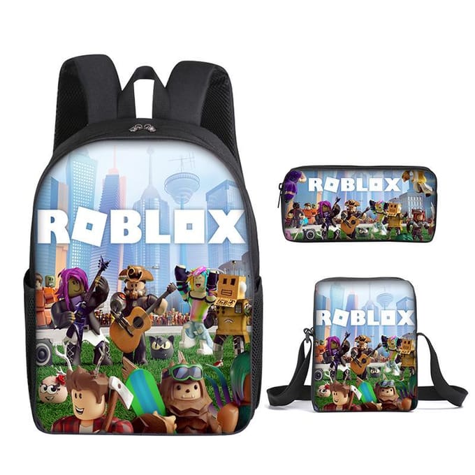 Roblox Student Schooltas Basisschool en Middelbare School Rugzak Modetrend Rugzak Drie Delig Set three-piece set (backpack + satchel + pencil case)
