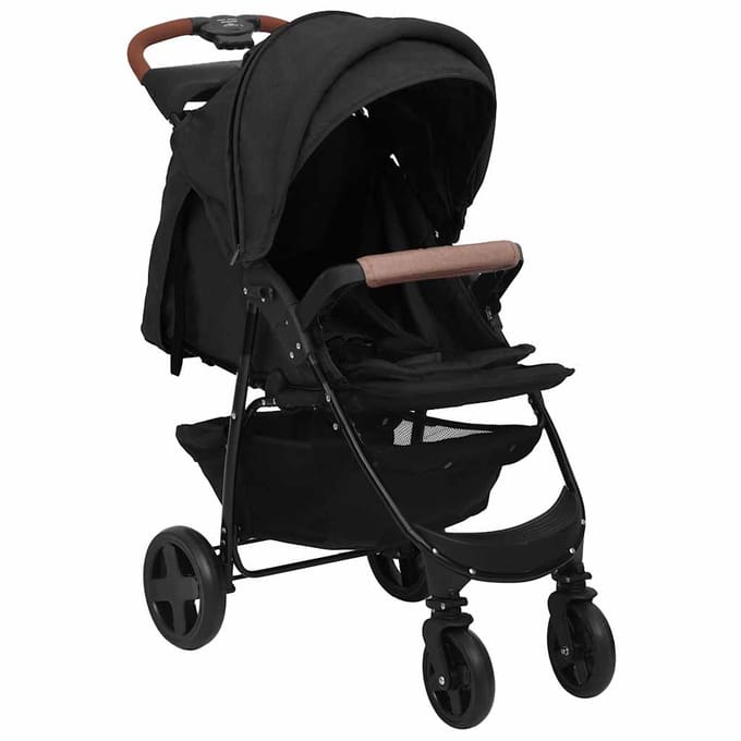 vidaXL - Kinderwagen - 3-in-1 - staal - antracietkleurig